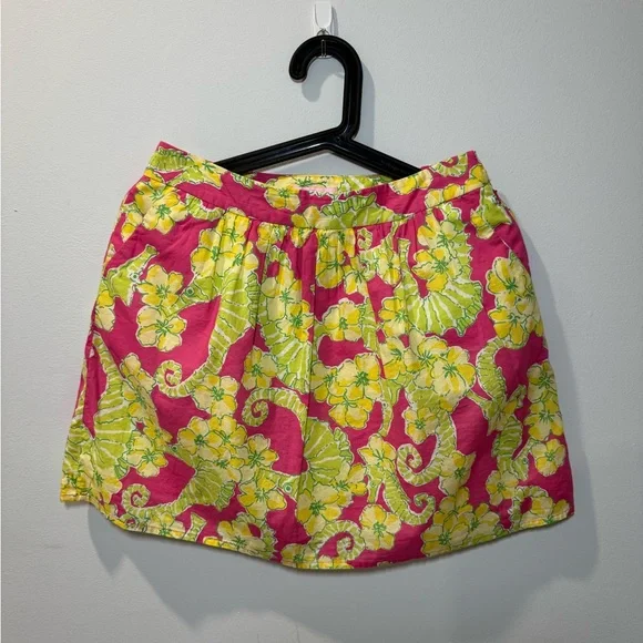 Lilly Pulitzer Whitley Seahorse Skirt with Pockets. Pink/Yellow/Green. Size 2. - Picture 1 of 5
